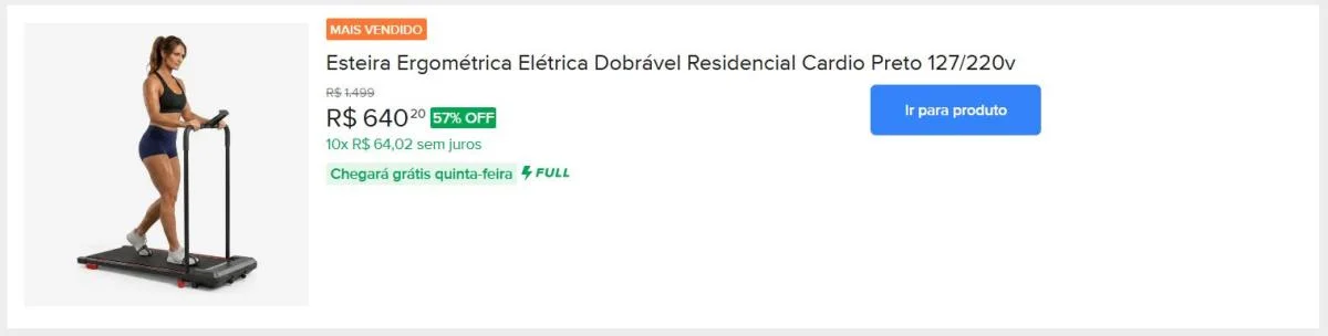 Esteira Ergométrica Elétrica Dobrável Residencial Cardio