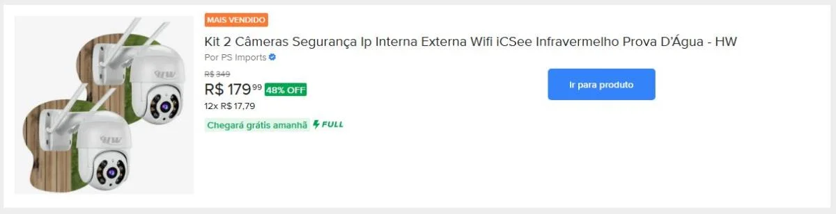 Kit 2 Câmeras Segurança Ip Interna Externa Wifi iCSee Infravermelho Prova D’Água - HW