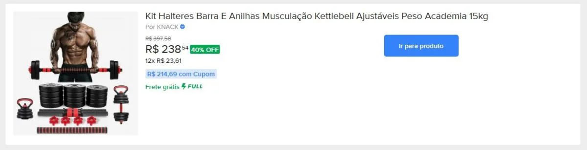 Kit Halteres Barra E Anilhas Musculação Kettlebell Ajustáveis Peso Academia 15kg