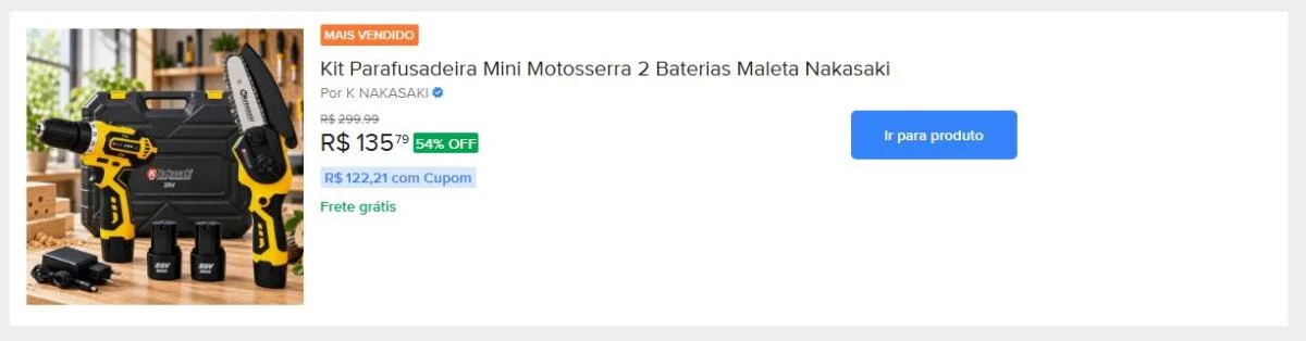 Kit Parafusadeira Mini Motosserra 2 Baterias Maleta Nakasaki