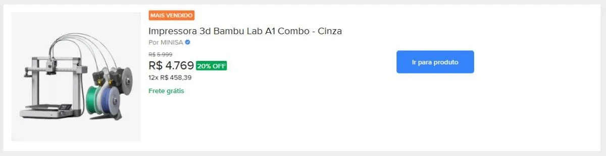 Impressora 3d Bambu Lab A1 Combo - Cinza