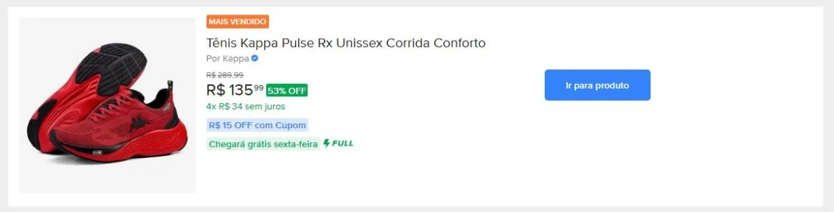Tênis Kappa Pulse Rx Unissex Corrida Conforto