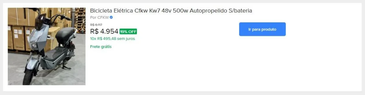 Bicicleta Elétrica Cfkw Kw7 48v 500w Autopropelido S/bateria
