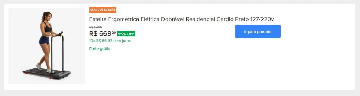 Esteira Ergométrica Elétrica Dobrável Residencial Cardio