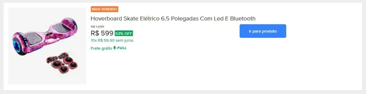 Hoverboard Skate Elétrico 6.5 Polegadas Com Led E Bluetooth