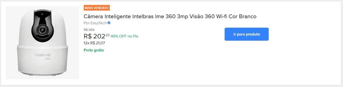 Câmera Inteligente Intelbras Ime 360 3mp Visão 360 Wi-fi Cor Branco